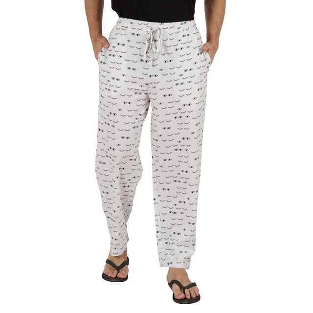Inkmeso Printed Bottom Cotton Sleep Pajamas For Men's Elastic Waist Pajama Pants w/ Pockets