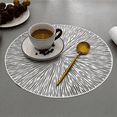 thumbnail image 4 of 8PCS Round Placemats Restaurant Hollow PVC Decoration Meal Mat Anti-Hot Dining Table Line Mat Steak Plate Pad Silver, 4 of 4