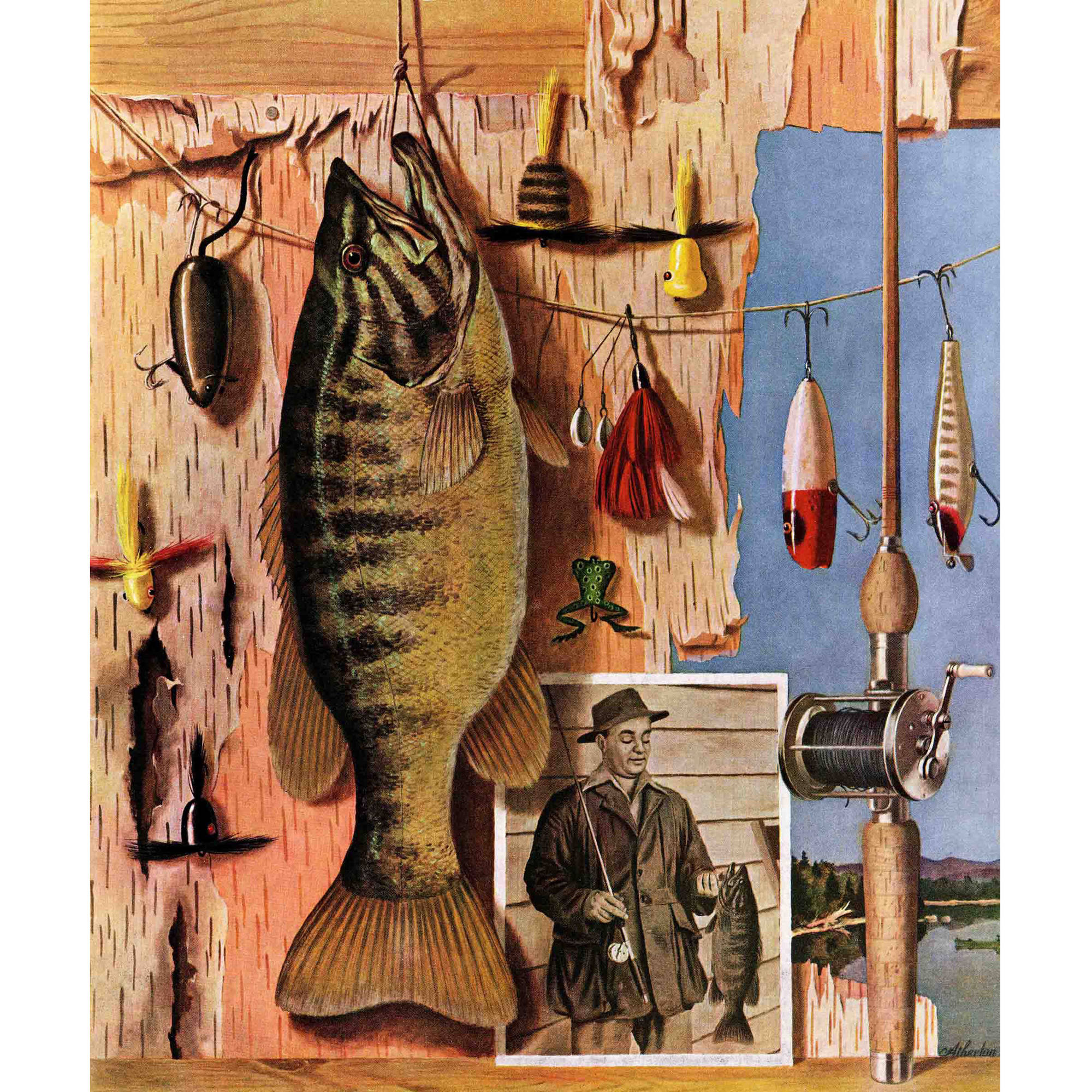 Marmont Hill Fishing Still Life by John Atherton Painting Print on Canvas