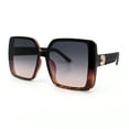thumbnail image 4 of Womens Oversized Rectangular Designer Fashion Classic Mod Sunglasses Burgundy Tortoise - Peach Smoke, 4 of 7
