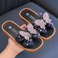 thumbnail image 3 of Owordtank Girl's Sparkly Butterfly Decor Square Toe Transparent Summer Slides Summer Dress Shoes Sandals, 3 of 3