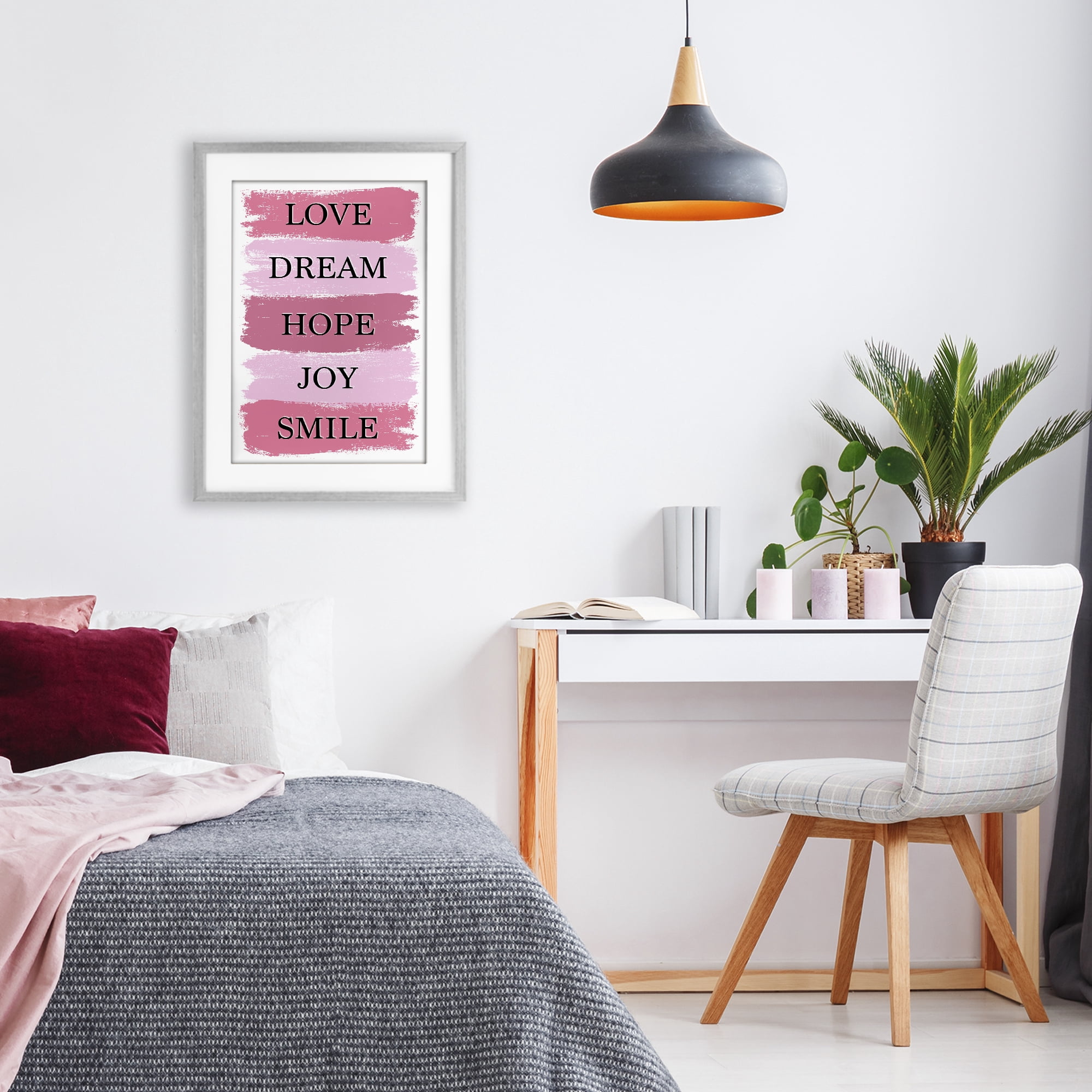 Stupell Industries Love Dream Hope Joy Smile Gray Framed Print Under Glass, design by Martina Pavlova
