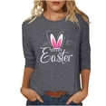 thumbnail image 2 of Raeneomay 3/4 Length Sleeve Womens Tops Women Fashion Easter Printed T-Shirt Blouse Round Neck Casual Tops, 2 of 6