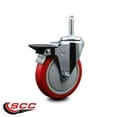 thumbnail image 2 of 5 Inch Red Poly Wheel Swivel 5/8 Inch Threaded Stem Caster with Brake, 2 of 2