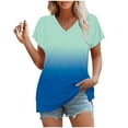 thumbnail image 4 of Ashirexll Shirts for Women Short Sleeve Tops Women's Printed V-neck Short Sleeve T-shirt Loose Top Short Sleeve Top, 4 of 5