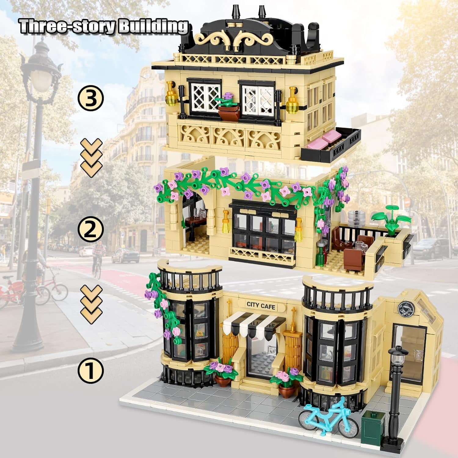 NAYIHOOP City Shop Building Sets Three-Story House for Boys Girls Compatible with Lego
