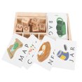 thumbnail image 1 of Wood Alphabet Blocks, 30 Cards Improve Concentration ABC Building Blocks  For School Play, 1 of 8
