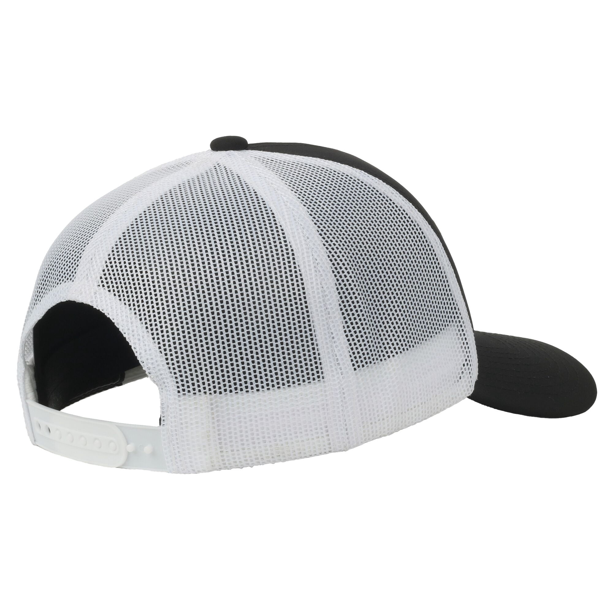 Black/White Bass 5-Panel Fishing Cap – Structured Mesh Back, Embroidered, One Size