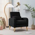 thumbnail image 6 of LoLado Mid-Century Modern Accent Chair, Upholstered Armchair, Comfy Single Sofa with Metal Legs, Polyester Fabric Chair for Living Room Bedroom, Black, 6 of 12