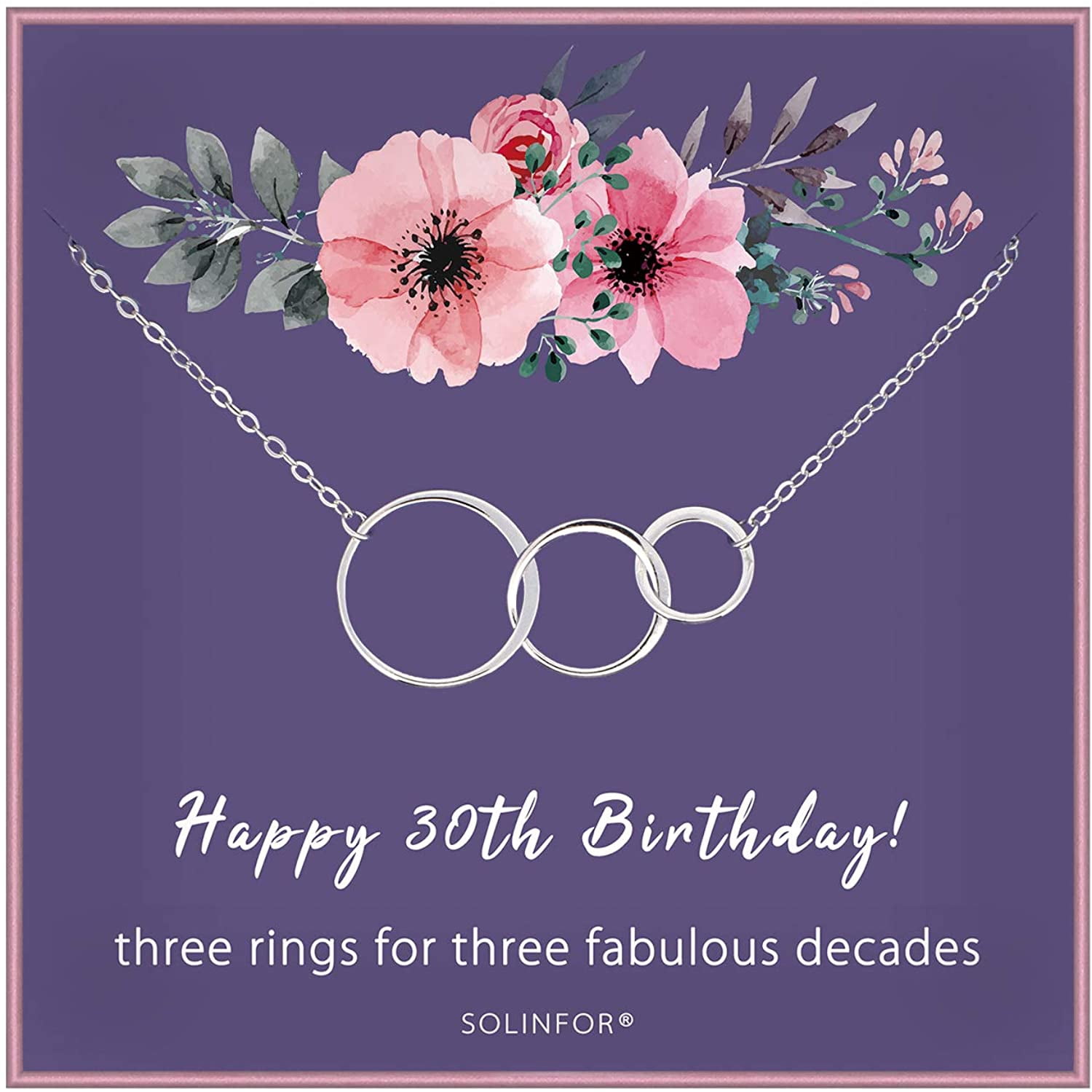 30Th Birthday Gifts For Women - 925 Sterling Silver Necklace - Three Circle  For Her 3 Decade - 30 Years Old Jewelry Gift Idea, Silver - Walmart.com