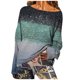 thumbnail image 1 of Blusa de camiseta con estampado degradado de cuello redondo de manga larga suelta divertida vintage para mujer Pompotops  gfhjh8248, 1 of 1