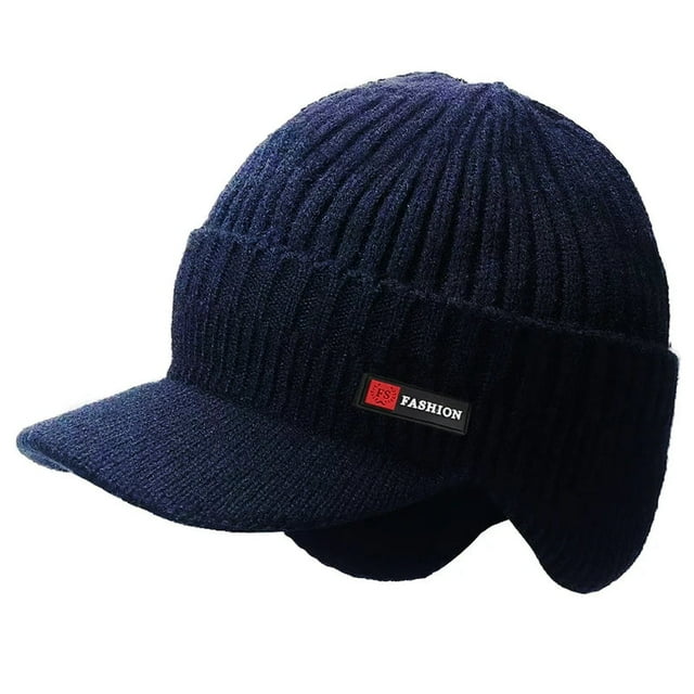 Men's Winter Knitted Cap with Ear Protection and Scarf - Warm, Thick, Windproof Baseball Hat for Outdoor Activities
