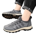 thumbnail image 2 of GrmtClth Mens Waterproof Non Slip Hiking Shoes Breathable Mesh Lace Up Outdoor Trekking Sneakers Comfort Wear Resistant Walking Boots Gray (US/7.5), 2 of 9