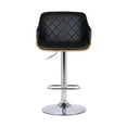 thumbnail image 6 of Toby Black Faux Leather Adjustable Height Swivel Walnut Wood and Chrome Bar Stool, 6 of 6