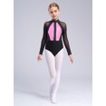thumbnail image 4 of YiZYiF Kids Girls Long Sleeve Metallic Shiny Ballet Dance Leotard Gymnastics Figure Skating Bodysuit Pink 10, 4 of 7