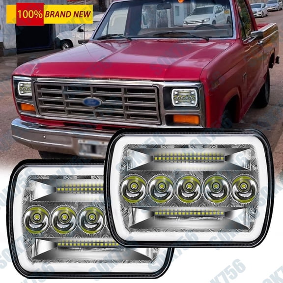 For Ford F-150 F-250 F-350 78-1986 Pair 7x6 5X7'' LED Headlights Turn Signal DRL