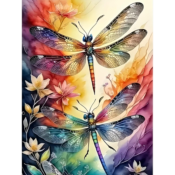 Dragonfly 5D DIY Diamond Painting Kits for Adults, Diamond Art Kits for Beginners, Full Drill Dot Painting Gem Art Kits for Home Wall Decor 12X16 Inch