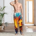 thumbnail image 4 of Salouo Colorful Paint Print Print Pajama Pants for Men, Lounge Pants Elastic Waistband Casual Men's sleepwear Loungewear Sleep Pajama Pant -Large, 4 of 7