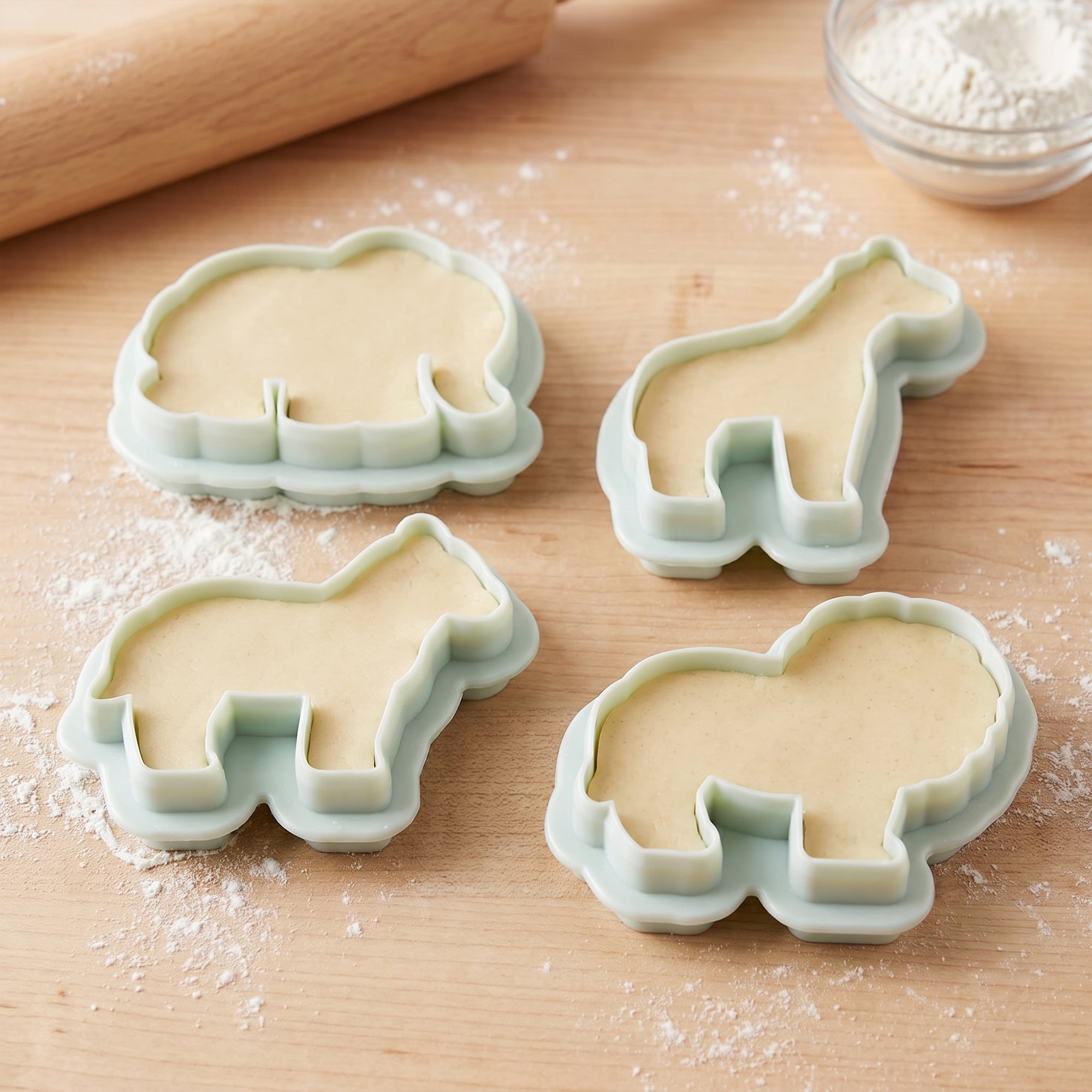 Unique Bargains 4Pcs Stamped Pattern Plastic Cookie Cutters Set White-4