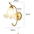 thumbnail image 6 of Nordic Wall Light Elegant Wall Sconce with Pull Chain Switch, Flower Glass Wall Lamp Shade Copper Wall Mount Lighting Fixture, Bedroom Bedside Living Room E14 Wall Sconces, 6 of 6