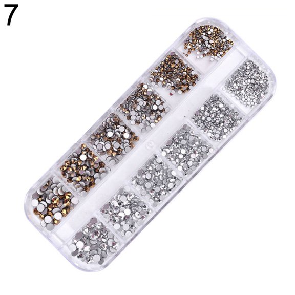 UDIYO 1440Pcs Nail Art Tips Rhinestone Glitter Faux Diamond 3D Manicure DIY Decoration