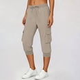 thumbnail image 4 of Maean Women's Capri Pants Quick Dry Joggers Capris Pant Drawstring Elastic Waist Loose Trousers with Pockets, 4 of 7