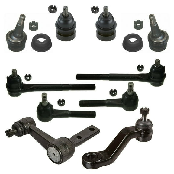10 Pc Complete Front Suspension Kit Idler & Pitman Arm Tie Rod Ends Upper Lower Ball Joints Fits select: 1997-1999 DODGE RAM 1500