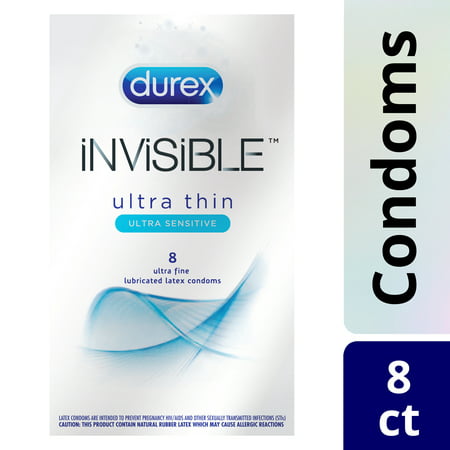 Durex Invisible Ultra-Thin and Ultra-Fine Sensitive Latex Condoms – 8 (Best Durex Condom For First Time)