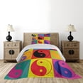 thumbnail image 4 of Ambesonne Peace Quilted Coverlet 2 Pcs, Ying Yang Hippie, Twin Size, Multicolor, 4 of 5