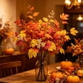 thumbnail image 4 of Fall Artificial Floral Arrangement with Maple Leaves and Pumpkins Thanksgiving Harvest Table Centerpiece Decor for Home Shelf Mantel Plastic Faux Flower Sprig for Vase Filler and Autumn, 4 of 6