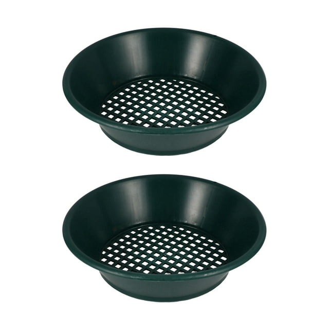 2Pc Green Gold Pan Sifting Classifier Mesh Screen Mining Sifter Metal Detecting Tool Panning Classifier 34X34X10cm