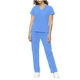 thumbnail image 3 of Scrubs Set for Women Nurse Uniform Loose Suit Stretch Top Drawstring Pants with Multi Pocket Nursing Uniform Set, 3 of 9