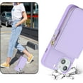 thumbnail image 3 of iPhone 14 Phone case Wallet with Zipper Card Holders for Women, iPhone 14 Case Wallet with Credit Card with Ring Kickstand Zipper Stand Case for iPhone14 - Lilac, 3 of 18