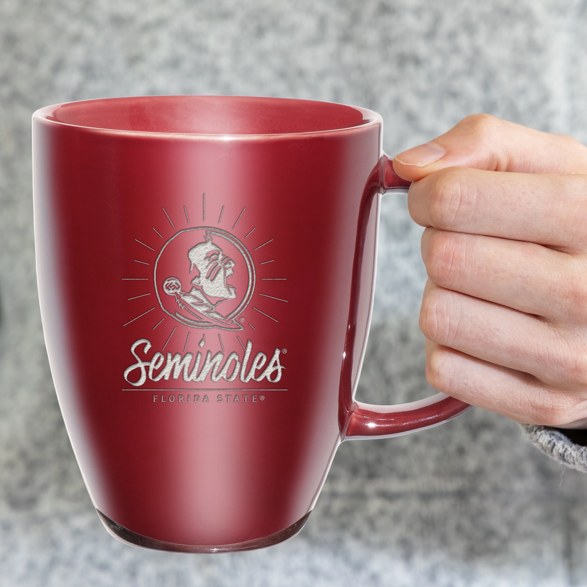 FLORIDA STATE SUNBURST 18OZ LASER ENGRAVED CERAMIC LUSTRE MUG - MAROON