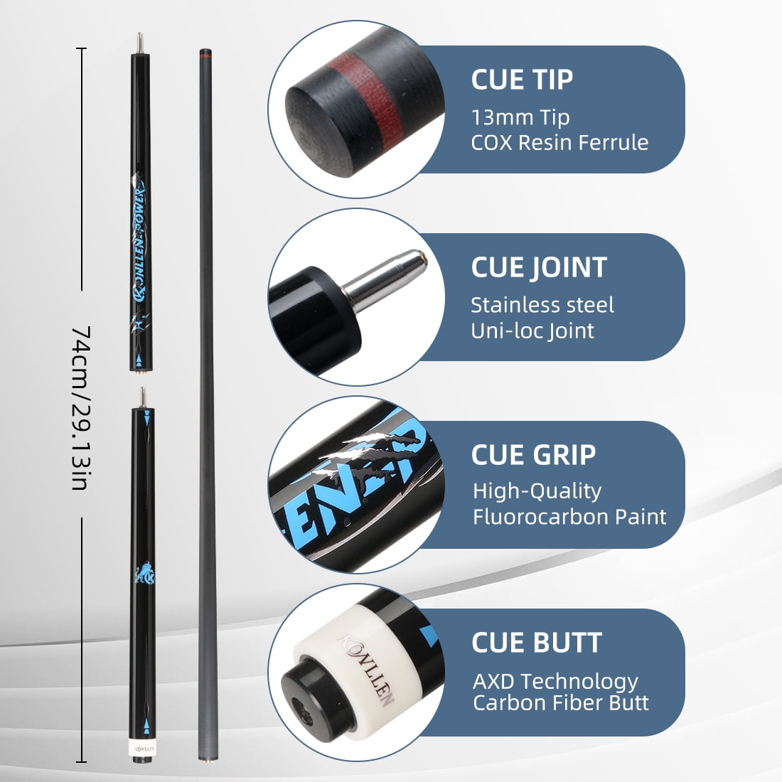 KONLLEN Heavy Hitter Jump Break Cue 3-Pieces Carbon Fiber Break KONLLEN Heavy Hitter Jump Break Cue 3-Pieces Carbon Fiber Break