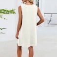 thumbnail image 4 of Women's Loungewear Solid Color Sleeveless Shift Dress with Lace Casual Crewneck Pullover Sleep Dress Soft Spring Summer Nightgown White M, 4 of 6