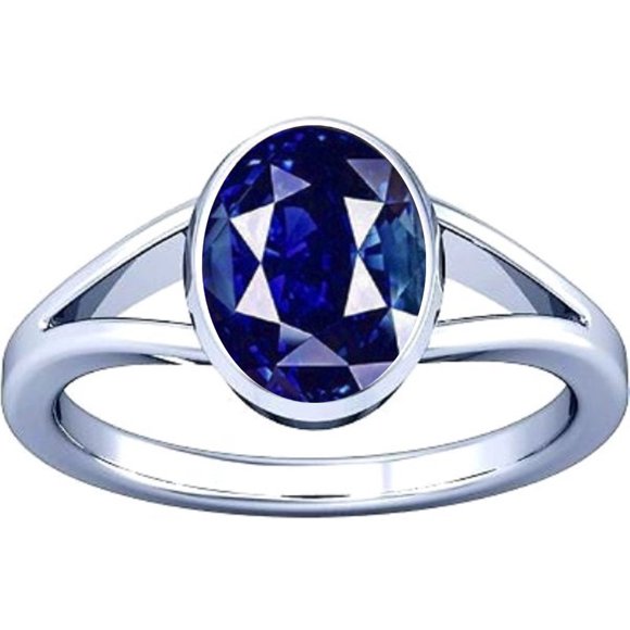 Divya Shakti 6.25-6.50 Carat Blue Sapphire Neelam Nilam Gemstone Silver Ring For Men & Women