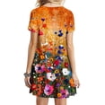thumbnail image 5 of Puntoco Vestido De Manga Corta Para Mujer, Vestido Con Cuello Redondo Y Estampado Floral, Vestido De Manga Corta Con Cuello Redondo, Color S,Regalos Para Mujer Joven, 5 of 5