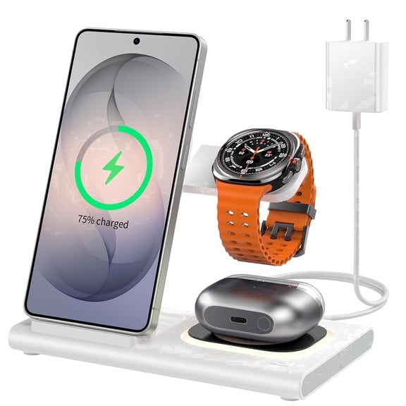 YINIUTECHNO Wireless Charging Station: 3 in 1 Charger Stand for Apple -Iphone 17-11 Pro Max - Watch 10-2 SE and Ultra Series -Airpods 4 3 2 Pro