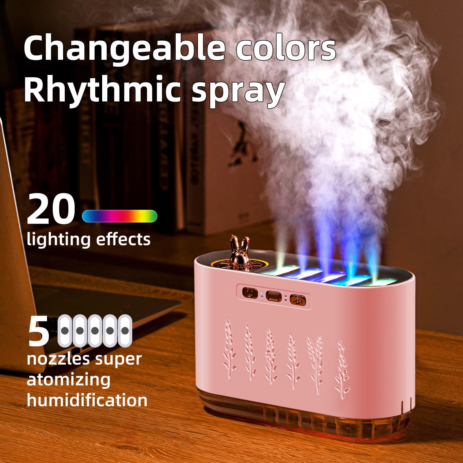Iumwxz USB Humidifier with Digital Humidity Display, 700ML Portable Cool Mist Humidifier for Bedroom Office Plants, Quiet Operation with 3 Mist Modes, USB Powered Easy to Clean