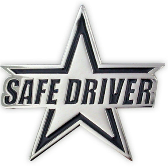 PinMart's Silver Plated Safe Driver Star Award Enamel Lapel Pin