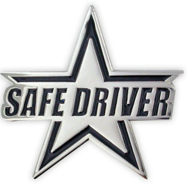 PinMart PinMart's Silver Plated Safe Driver Star Award Enamel Lapel