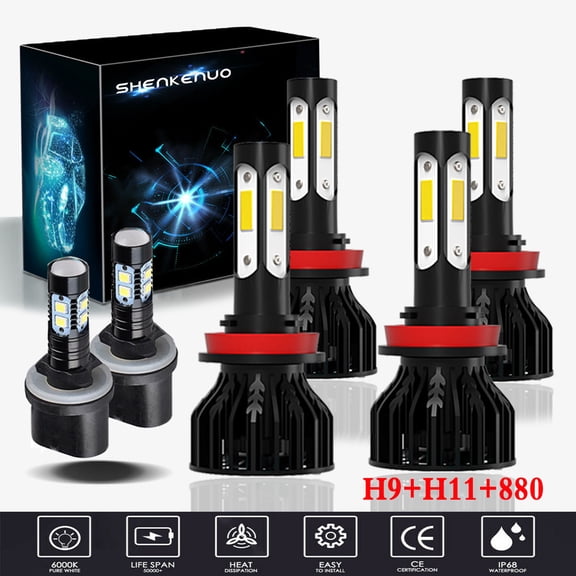 For Chevrolet Malibu 2004 2005 LED Headlight Bulbs,9005 H11 High beam and Low Beam and 880 Fog light Bulbs,Pack of 6