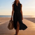 thumbnail image 6 of Shihyeh Linen Dresses for Women 2026 Casual Maxi Dress Lightweight Sleeveless Button Down Dresses V Neck Summer Beach Dresses, 6 of 6
