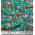 thumbnail image 1 of Soimoi Polyester Crepe Fabric Leaves & Chrysanthemum Floral Print Sewing Fabric Yard 52 Inch Wide, 1 of 5