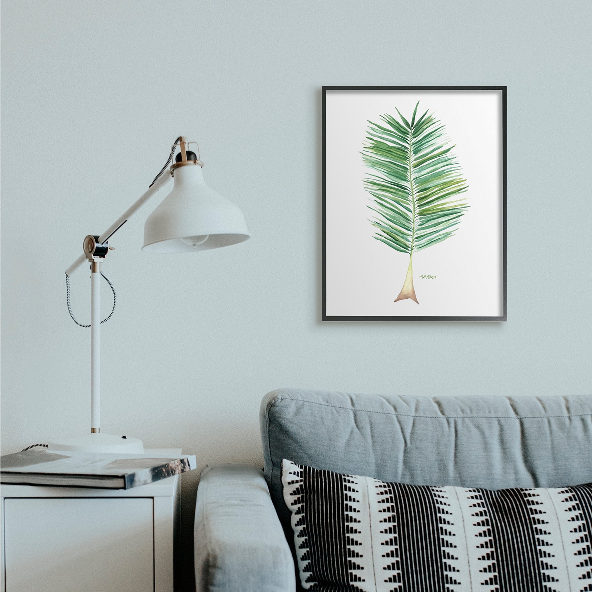 Stupell Industries Coconut Palm Fan Greenery Over White Black Framed, 11 x 14, Design by Melissa Hyatt LLC