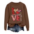 thumbnail image 3 of Valentines Day Sweatshirts for Women 2026 Funny Love Heart Graphic Crewneck Pullover Cute Holiday Long Sleeve Tops Brown L, 3 of 5