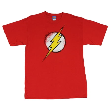 Flash (DC Comics) Mens T-Shirt  - Classic Costume Logo Distressed