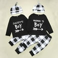 thumbnail image 6 of StylesILove Baby Toddler Boys MAMA'S & DADDY'S BOY Black Long Sleeve T-Shirt, Plaid Pants and Hat 3pcs Fall Winter Outfit (Mama's Boy, 24 Months), 6 of 8
