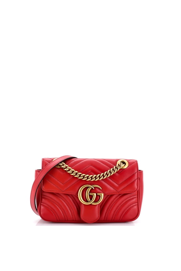 Pre-Owned GG Marmont Flap Bag Matelasse Leather Mini By Rebag